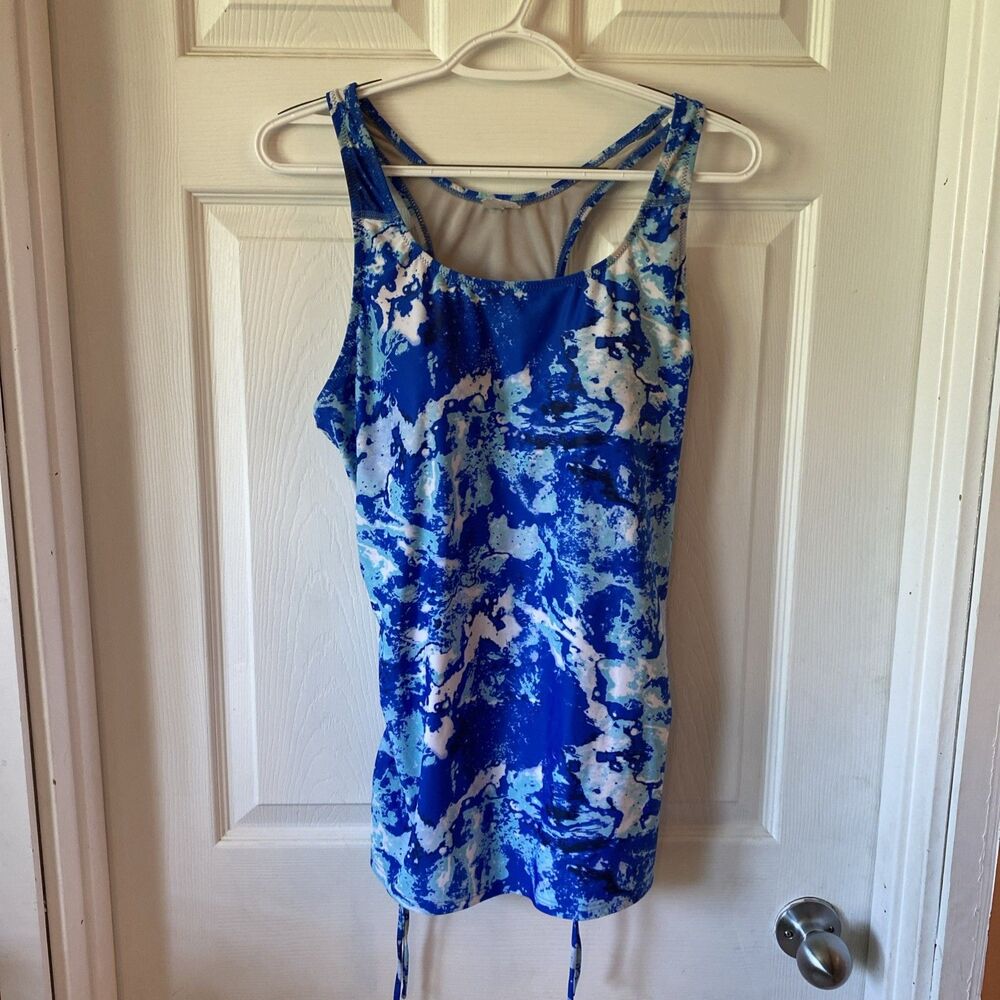Ella Mae Swim Suit Women’s Size XL 2 Piece Racerback With Navy Swim Skirt